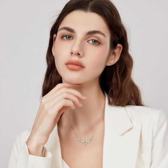 Women's Moissanite Pendant Sterling Silver Gold Plating Yellow Necklace - Picture 2 of 6